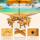 8 Person Wooden Picnic Table, Outdoor Camping Dining Table With Seat, Garden, Diy With 4 Built-In Benches, 2220Lb Capacity by HouseOfZazla