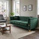 FX-P82-GR3 82.67" Modern Velvet 3-Seater Chesterfield Sofa with 2 Pillows by HouseOfZazla