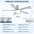 Flush Mount Ceiling Fans With LED Light And Remote Control, 5 Blades by HouseOfZazla