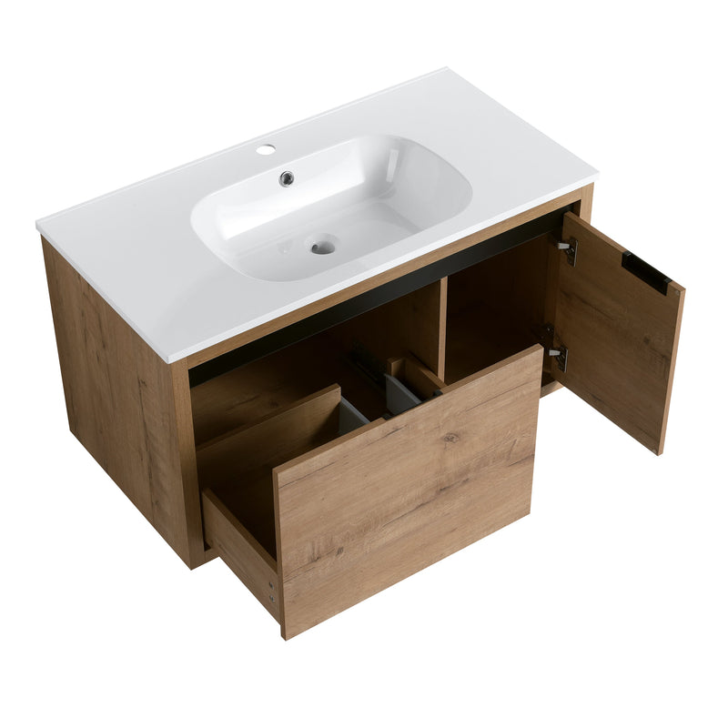 36 Inch Wall Mounted Bathroom Vanity With Gel Sink