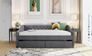 Upholstered Daybed With Two Drawers, Wood Slat Support by HouseOfZazla