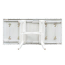 6-Piece Classic Dining Table Set, Rectangular Extendable Dining Table with two 12"W Removable Leaves and 4 Upholstered Chairs & 1 Bench for Dining Room (Gray+White)