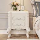 Carved Nightstand With 2 Drawers, Bedside Table - White by HouseOfZazla
