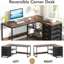 L-Shaped Computer Desk With Drawers And Shelves, Workstation For Home Office by HouseOfZazla
