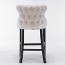 Contemporary Upholstered Wing-Back Barstools With Button Tufted Decoration And Wooden Legs, And Nailhead Trim, Leisure Style Bar Chairs, Bar Stools (Set of 2) by Unique Piece Furniture