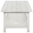 Payne Wood Coffee Table with Shelf Distressed White