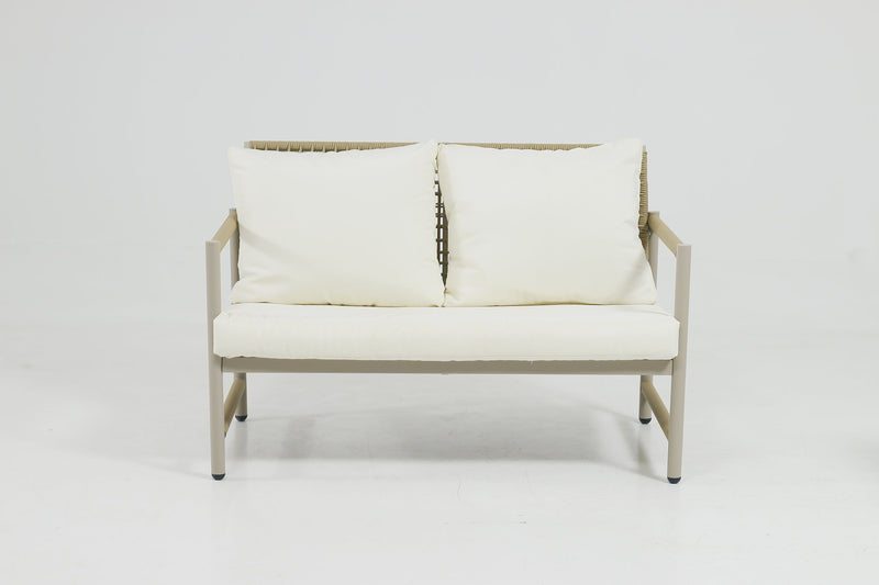 4 Pieces Patio Furniture Set, PE Rattan Wicker 4 Pcs Outdoor Sofa Set w/Washable Cushion and Tempered Glass Tabletop, Conversation Furniture for Garden Poolside Balcony