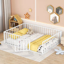 Metal Floor Bed Frame With Fence And Door by HouseOfZazla