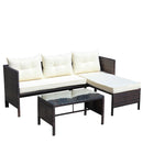 Outdoor Patio Furniture 3-Piece Conversation Set with Wicker Rattan Sectional Sofa by HouseOfZazla