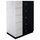 5 Drawer Chest Storage Unit, Clothes Organizer, Geometric Pattern - White / Black by HouseOfZazla