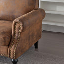 68 Inch Nailhead Trim Couches for Living Room, 22' Deep Seat Rolled Arm Sofa, Faux Leather Couch Upholstered SofaComfy Upholstered 2 Seater Sofa, w/Wooden Leg, Large Traditional Sofa for Bedroom