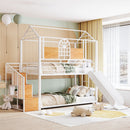 Metal Bunk Bed, Metal Housebed With Slide And Storage Stair by HouseOfZazla