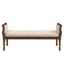 Classic Tufted Upholstered Bench with Curved Arms