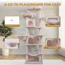 68in Multi-Level Cat Tree Tower with Hammocks & Scratching Posts