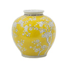 D8.7x9.1' Yellow and White Wide Curved Plum Blossom Vase by HouseOfZazla