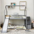 Twin Over Twin House Bunk Bed With Convertible Slide, Storage Staircase by Unique Piece Furniture