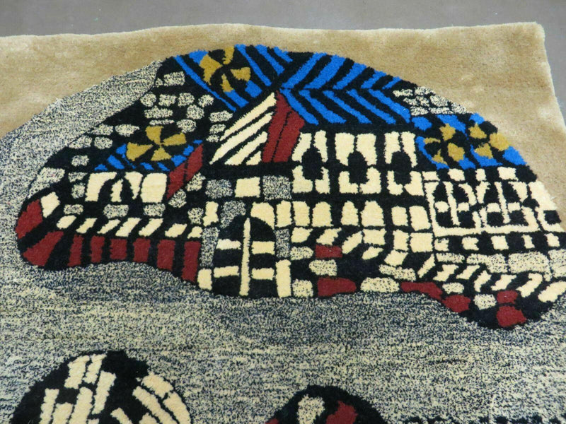 3' X 4' Vintage Hand Crafted Israel Wool Rug Carpet Wall Hanging Signed Hebrew