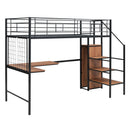 Loft Bed With Desk And Grid, Stylish Frame With Lateral Storage Ladder And Wardrobe by HouseOfZazla