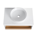 Floating Bathroom Vanity With Glossy Round Vessel Sink