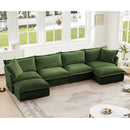 Slipcovered U Shape Sectional Wide and Deep Seat Sofa Couch