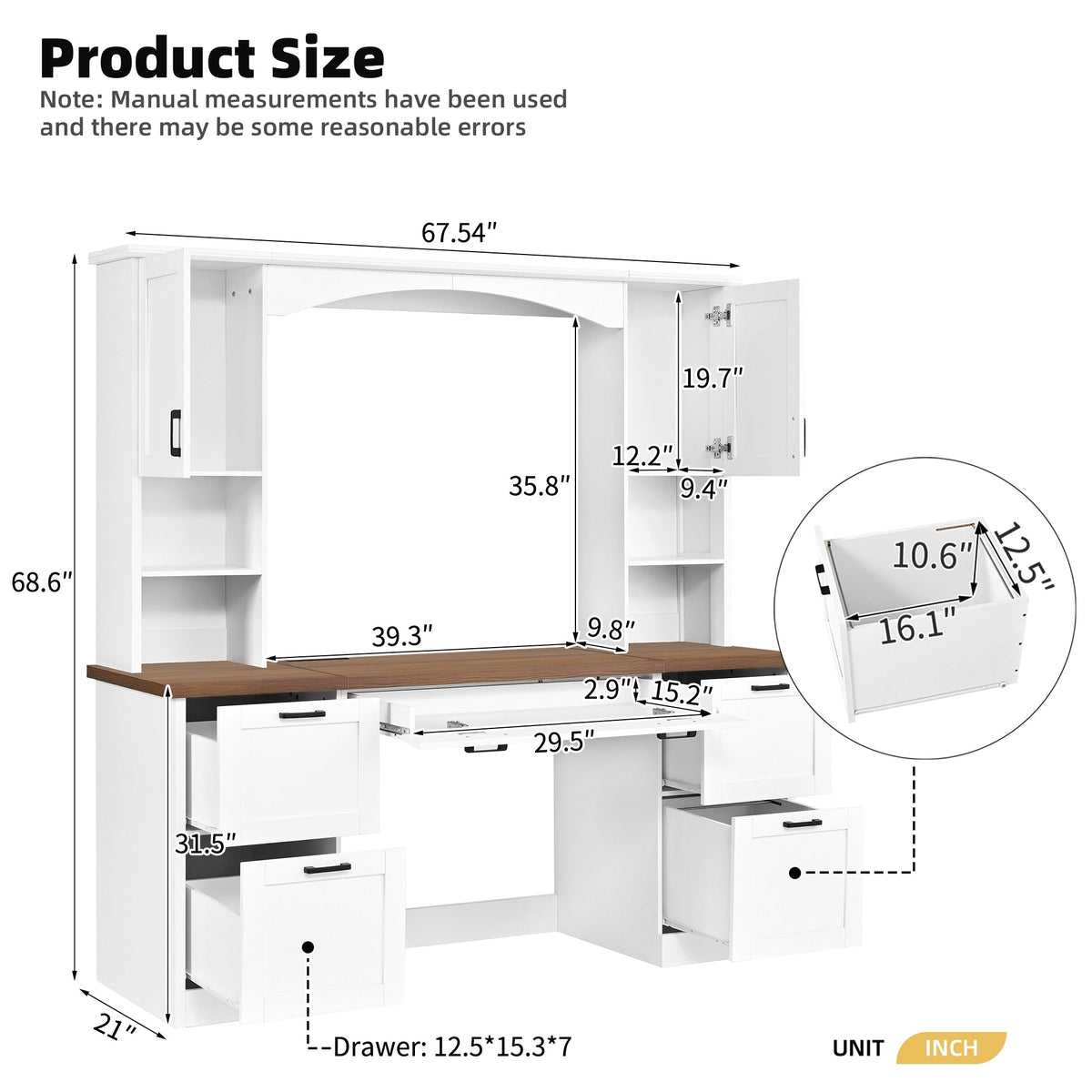 ON-Trend Farmhouse Arched Computer Desk with Hutch, photo 7 of 10