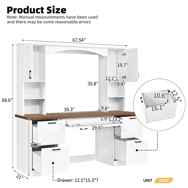ON-Trend Farmhouse Arched Computer Desk with Hutch, photo 7 of 10