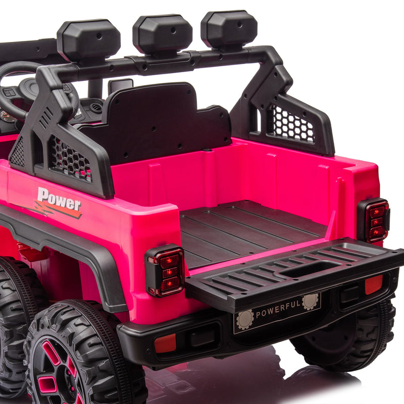 24V Ride On Large PickUp Truck car for Kids,ride On 4WD Toys with Remote Control,Parents Can Assist in Driving,Bluetooth music version,Pickup truck design with spacious storage in the rear.