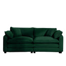 Modern Fabric Living Room Sofa with 4 Pillows, Upholstered Large Deep Seating Loveseat, Green Corduroy