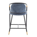 26" H Upholstered Counter Stool with Metal Frame (Set of 2) - Navy by HouseOfZazla