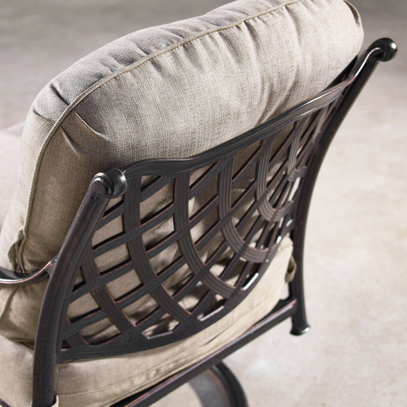 Aluminum 34-in Round Patio Fire Table Set with Swivel Rocking Chairs