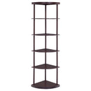 Corner Bookcase With 5 Shelves, Compact Design For Living Room - Cappuccino