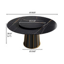 Modern Artificial Stone Round Metal Iron Base Dining Table, Can Accommodate 8 People Artificial Stone Turntable (Not Including Chairs) - Black by HouseOfZazla