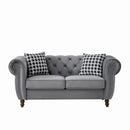Chesterfield Upholstery Fabric Loveseat With Roll Armrest And Nailhead by HouseOfZazla