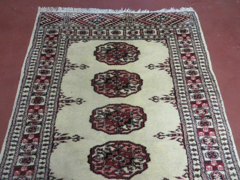 2' 7" x 7' Handmade Finely Knotted Pakistani Turkoman Bokhara Detailed Wool Rug