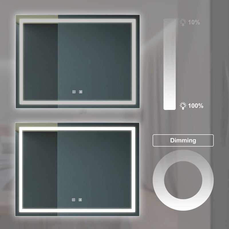 48X36 inch Bathroom Led Classy Vanity Mirror with High Lumen,Dimmable Touch,Wall Switch Control, Anti-Fog, CRI 90 Adjustable 3000K-4500K-6000K, IP54 Waterproof Energy saving