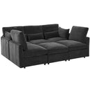 Modern Modular U-Shaped Sofa Bed With Movable Ottoman, USB Ports, Phone Holder by HouseOfZazla