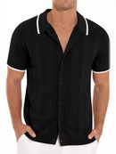 Button Down Contrast Trim Shirt Plus Size