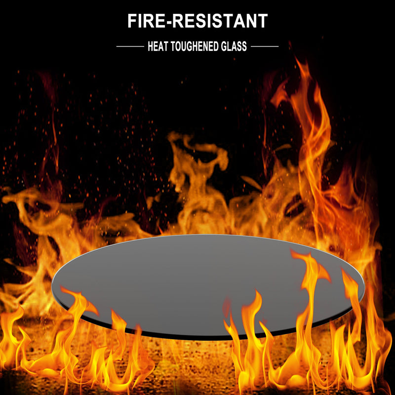 24" Inch Round Tempered Glass Table Top Black Glass 1/4" Inch Thick Round Polished Edge