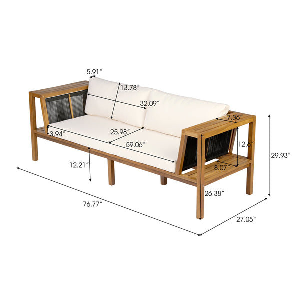 Teak Finish Acacia Wood Outdoor Daybed Sofa Set, photo 2 of 10