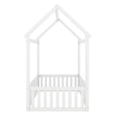 Wood House Bed With Fence And Door by HouseOfZazla