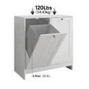 Tilted Laundry Hamper With Removable Basket, Hidden Storage Cabinet, Home Organizer For Bathroom - White by HouseOfZazla