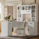 L-Shaped Computer Desk with 2 Cabinets and 2 Drawers
