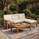 Outdoor L Shape 3pcs Acacia Wood Patio Sofa Set by HouseOfZazla