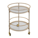 Round Bar Cart with Tempered Glass Shelves and Gold Accents by HouseOfZazla
