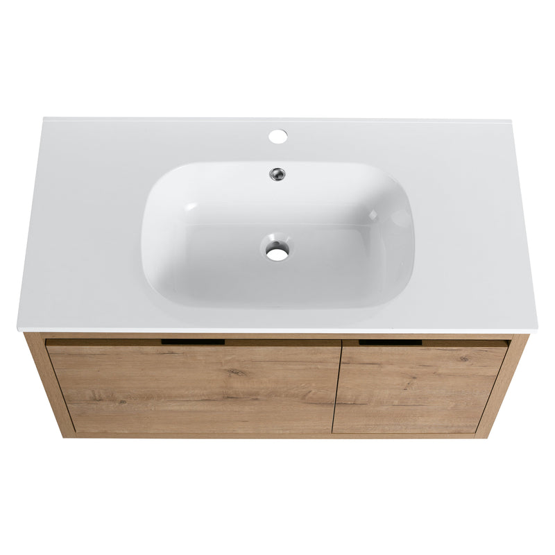 36 Inch Wall Mounted Bathroom Vanity With Gel Sink