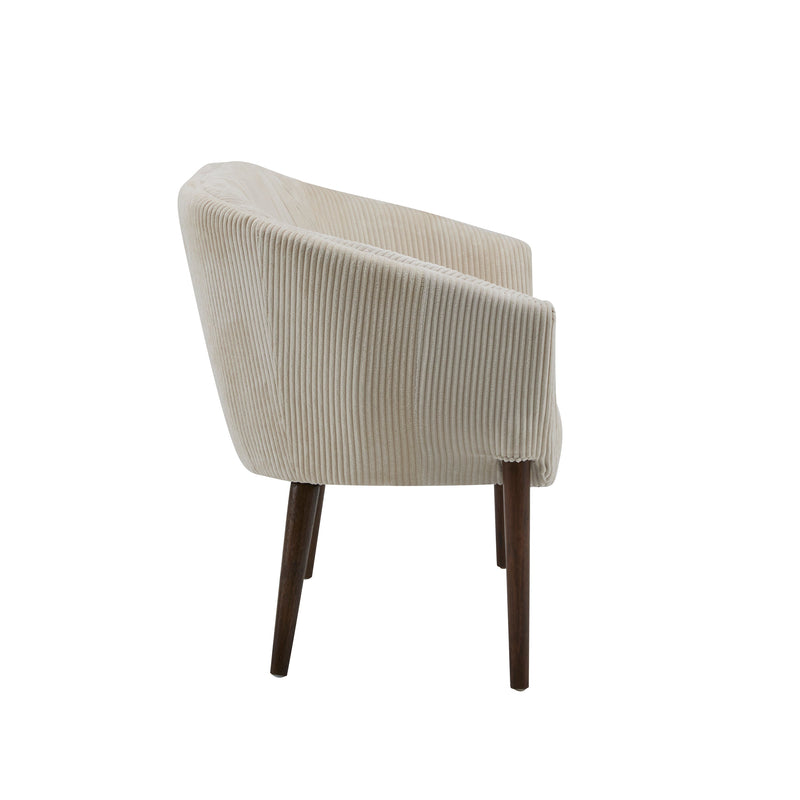 Corduroy Recessed Arm Loveseat (Beige + Walnut), photo 5 of 10
