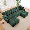 3 Seater Sofa Set With Ottoman And Throw Pillows