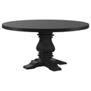 Allende - Round Dining Pedestal Table With Carved Base - Black by HouseOfZazla
