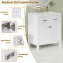 Bathroom Vanity With Ceramic Sink, Modern Single Bathroom Cabinet With 2 Doors And A Shelf, Soft Close Doors by Unique Piece Furniture