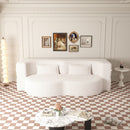 Modern Floor Sofa With Two Pillows Convertible Teddy Fabric Foam Filled Bed